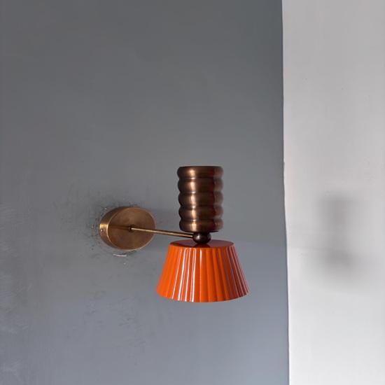 Handmade Mid-Century Modern Brass Wall Sconce with Unique Shade