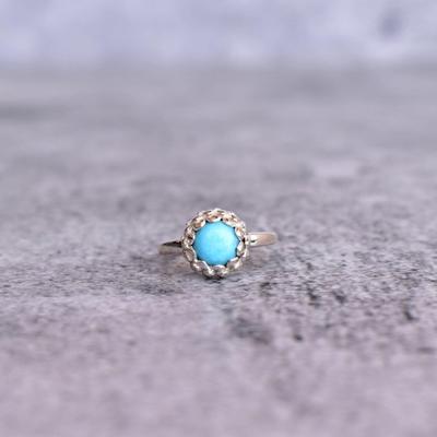Natural Turquoise Ring Turquoise Lotus Inspired Ring Sterling Silver Statement Ring Turquoise Ring for Her Blue Turquoise Fashion Ring