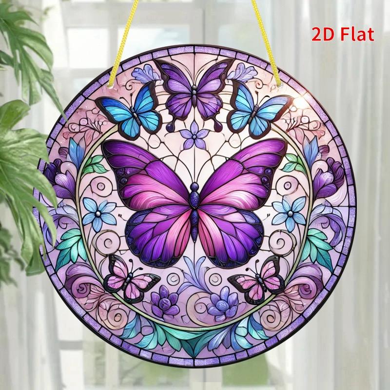 2D Flat Purple Butterfly Acrylic Decoration Sign, Christmas and Halloween Gift, Suitable for wall decoration, porch, room, villa, accents Home, Hallwa