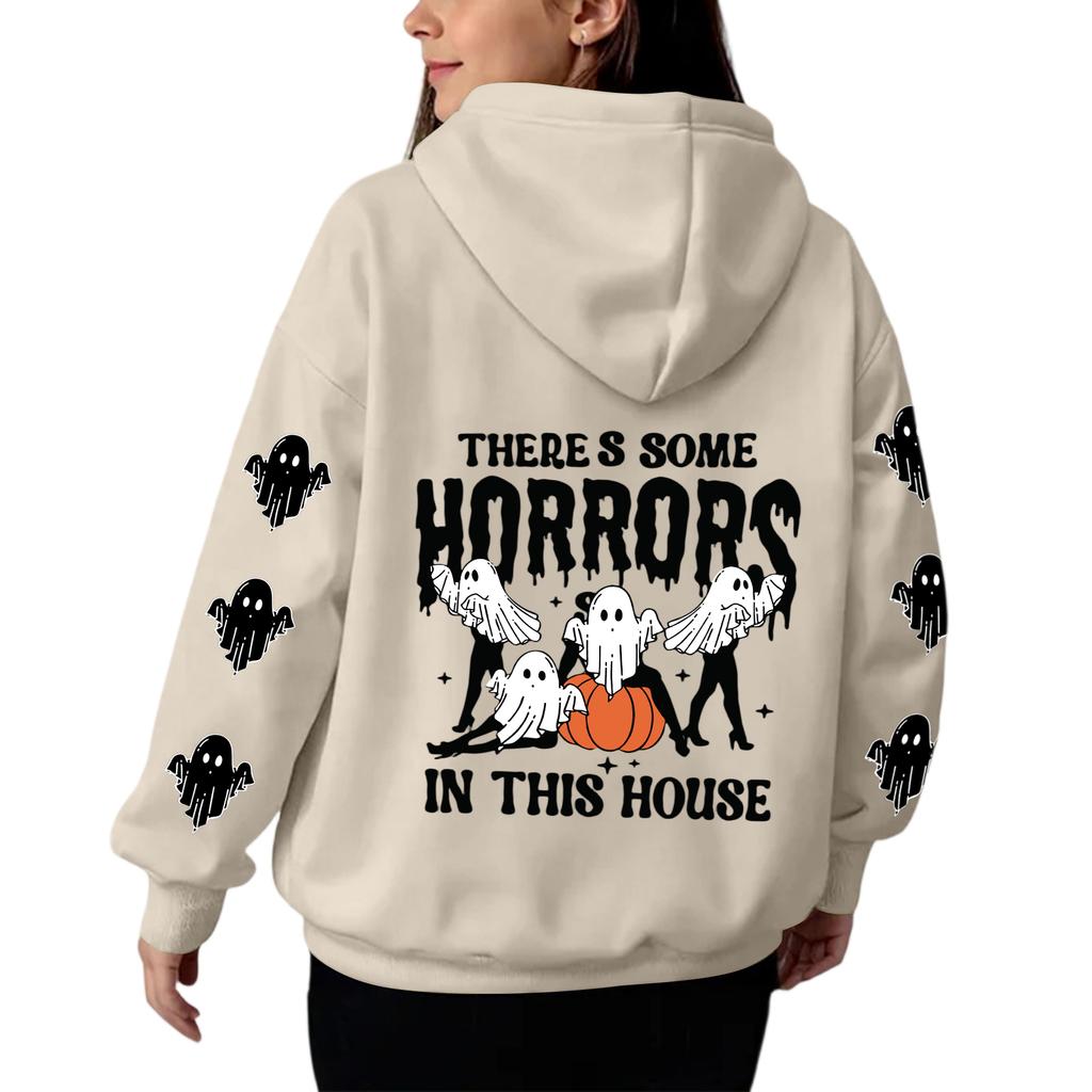 Sweat-shirt à capuche et manches longues pour femme, imprimé dégradé, ample