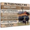 In This Family Black Angus Cattle Poster Cattle Wall Art Canvas Farmhouse Cow Wooden Rustic Inspirational Quotes Art Prints Vintage Themed