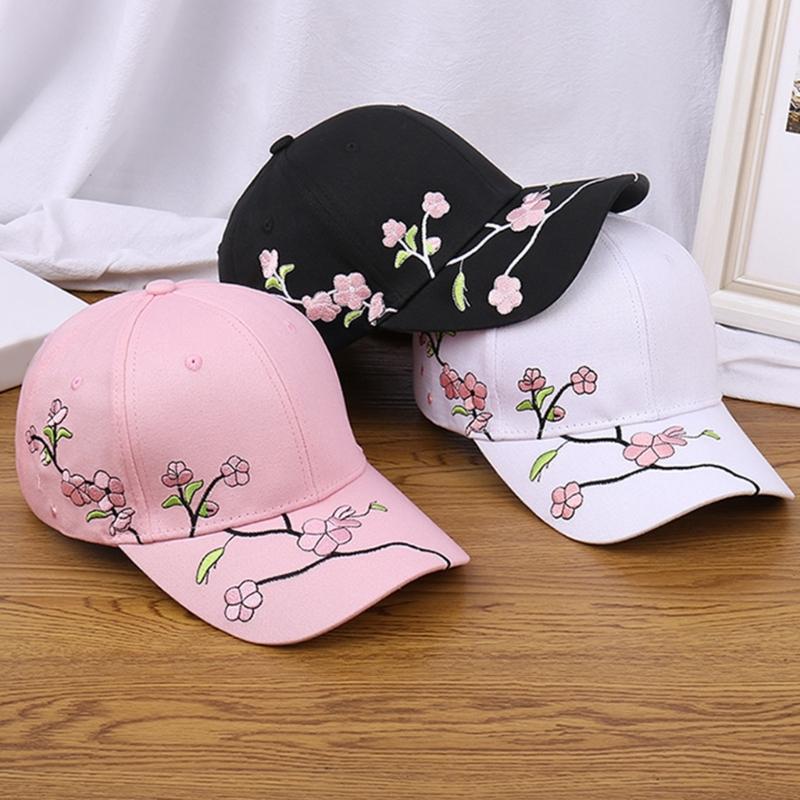 Fashion Baseball Hat for Girl Embroidery Flower Hat Windproof Baseball Hat Breathable Sunproof Hat for Outdoor Activity