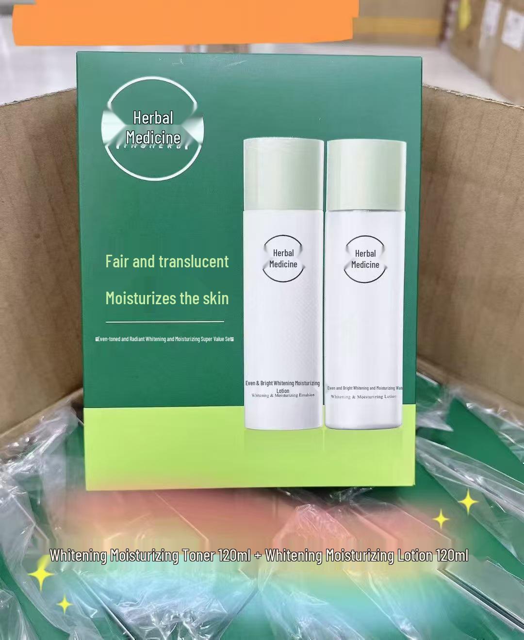Four Times Herbal Silk Glossy Skincare Gift Set: Hydrating Lotion, Toner, Eye Cream, Face Cream