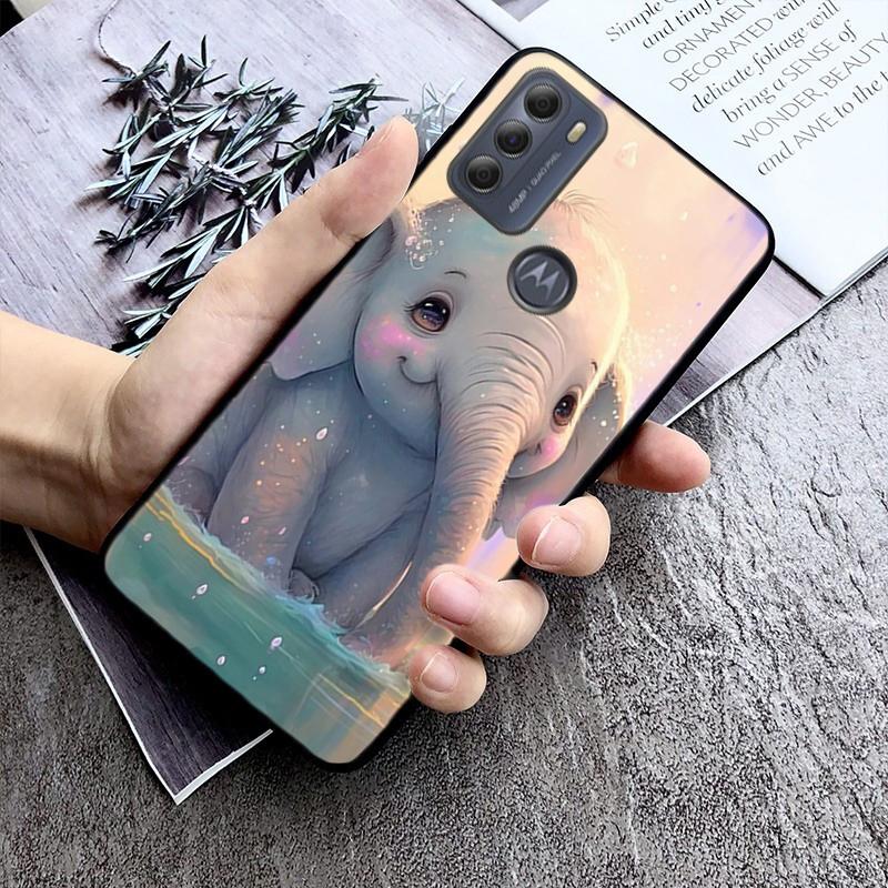 Cute Baby Elephants Phone Case For Moto G84 G23 G24 G31 G32 G41 G51 G52 G53 G54 G71 G82 G42 G62 G200 G Play G Stylus
