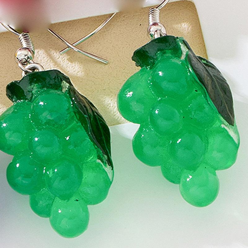 1 Pair of Simulated Three-dimensional Fruit Earrings, Earrings, Lemon Dragon Fruit Grape Qingti, Cute Vacation for Friends