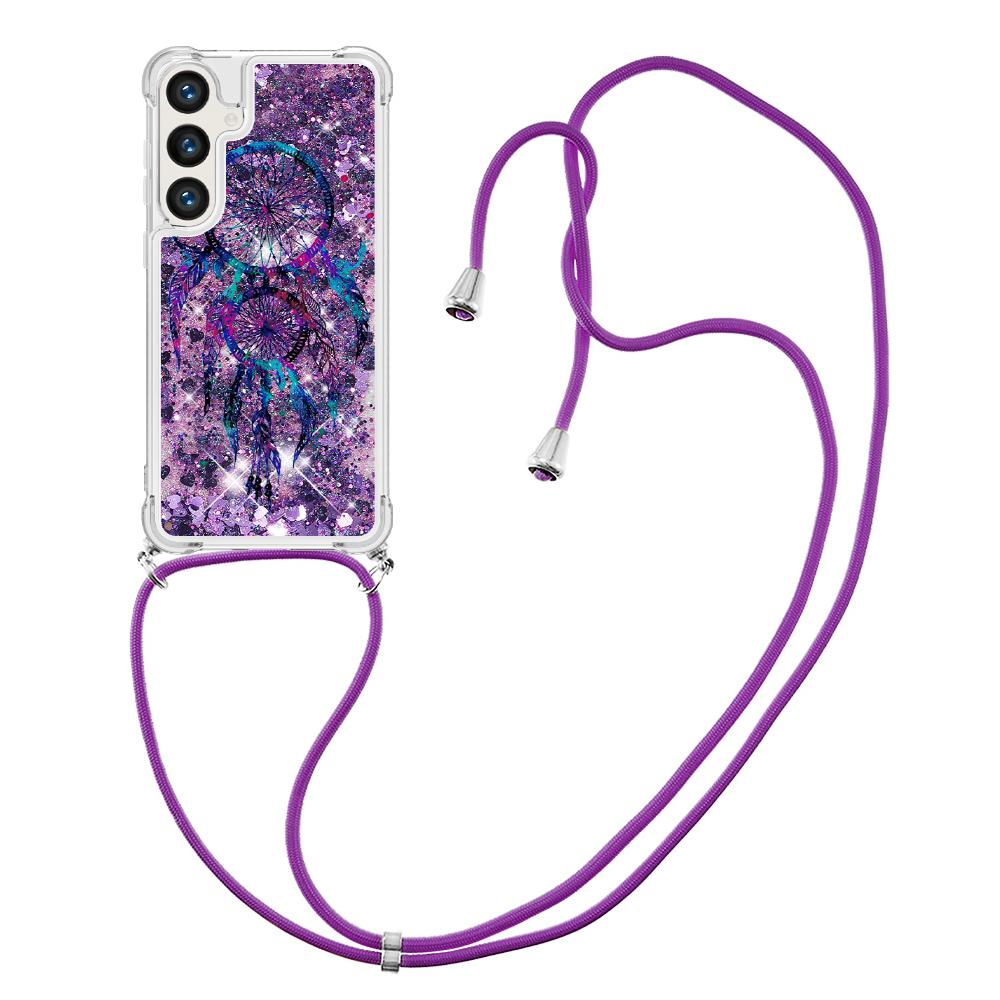 

For Samsung Galaxy S24 TPU Case with Lanyard Quicksand Pattern Print Phone Cover Wind Chimes