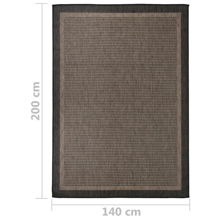 VidaXL Outdoor Flatweave Rug 140x200 Cm Dark Brown