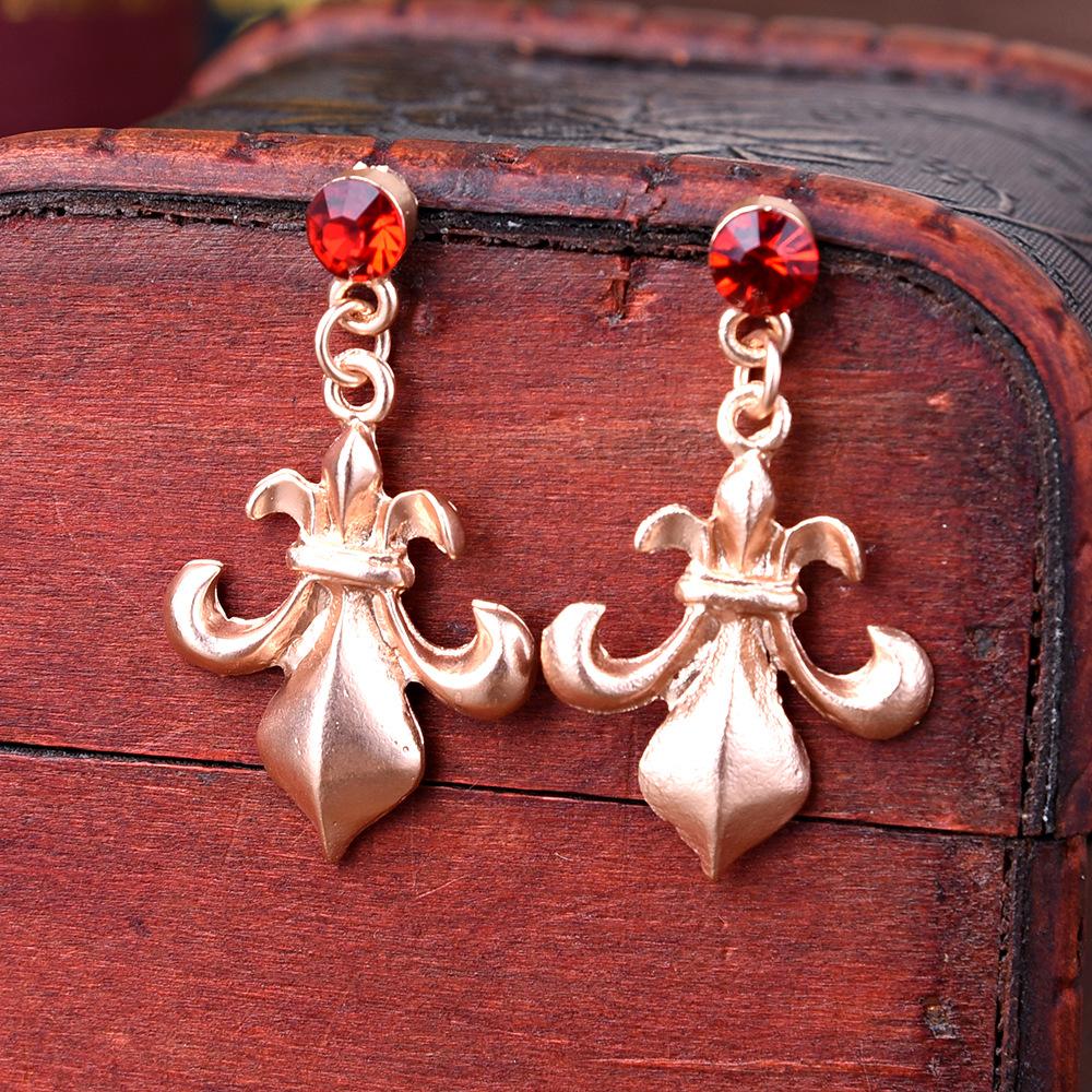 

Свадебный ретро круглый большой корона роскошный барочный красный свадебный корона серьги комплект