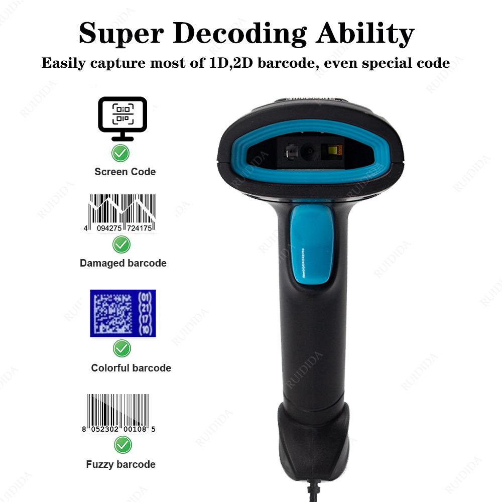 Skaner kodów kreskowych 1D 2D Przewodowy lub Bezprzewodowy lub Bluetooth Czytnik kodów kreskowych kod qr kod Datamatrix kod PDF417 Skaner ręczny