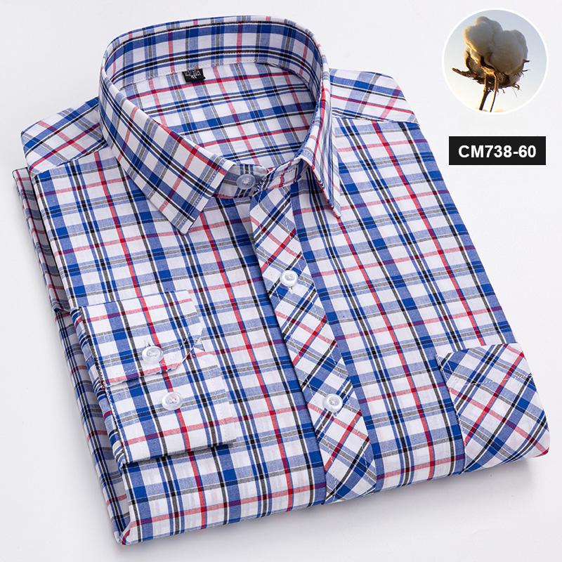 Neu im Hemd 100% Baumwolle Langarmhemden für Herren dünn slim fit formell einfarbiges Hemd karierte Designer-Oberteile Büro elegante Kleidung