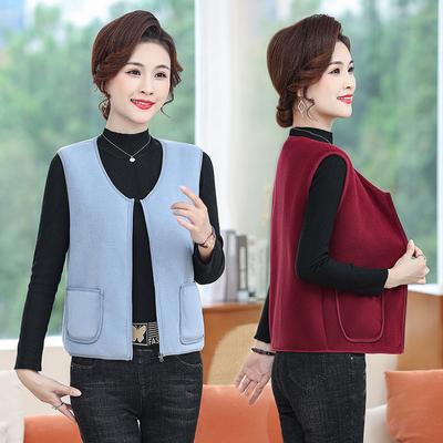 New Autumn and Winter Fleece Vest Warm Jacket Middle-aged and Elderly Women's Vest with Fleece Large Size Vest