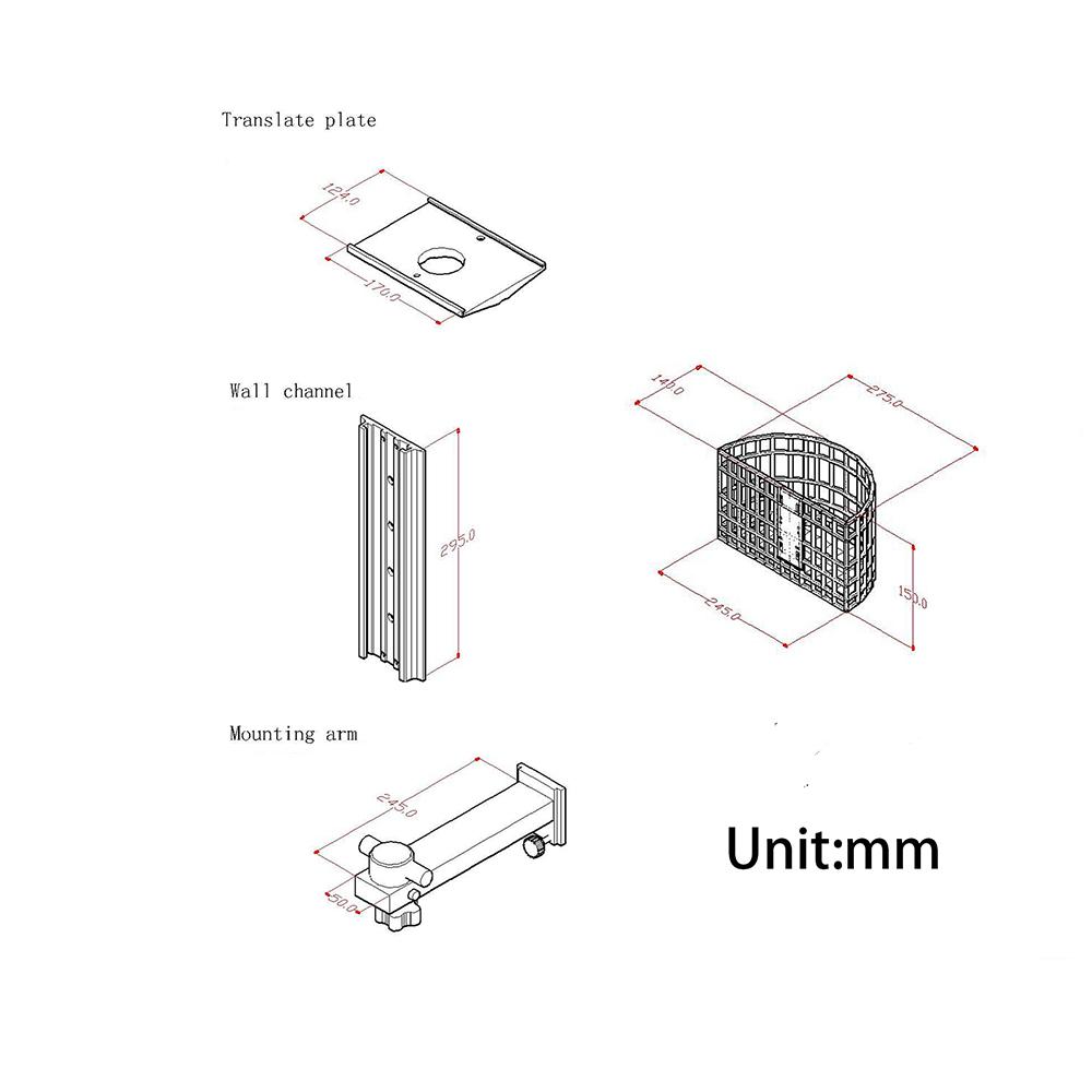 Aluminum Alloy Straight Arm Wall Mount, Device Monitor Stand with Storage Basket, Wall Mount for Monitor