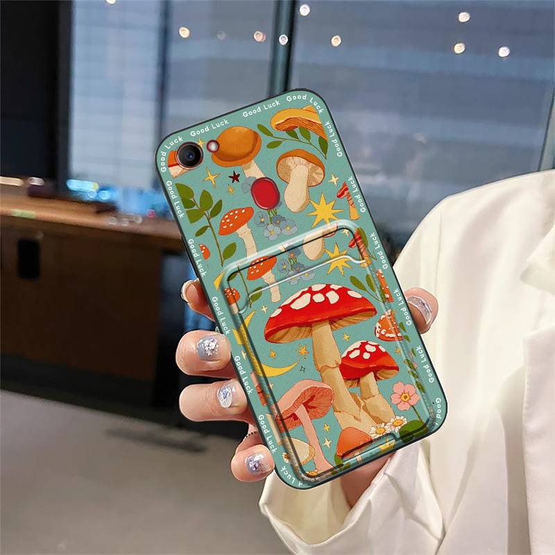 Cartoon Card Slot Phone Case For OPPO F7 Back Cover TPU Protective Anti-knock Cute Card Bag Soft Case Dirt-resistant