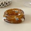 3Pcs/Set Multicolour Beads Resin Bracelet Punk Cuff Bracelet Set New Bamboo Pipe Bangles  Gifts