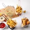 Square Fry Basket Metal French Fries Chips Holder with Handle Desk Food Presentation Mesh Basket Kitchen Food Network Filter