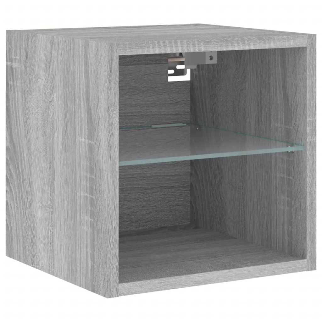 8 Piece Living Room Wall Unit with LED Lighting Grey Sonoma Wood Based Material