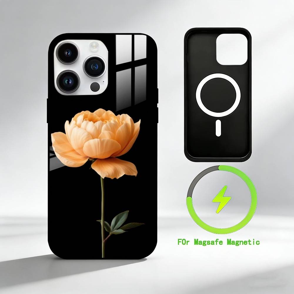 R-Realistic flowers Phone Case For iPhone 17 16 15 14 13 12 Pro Max Plus for Mirror Wireless Magnetic Cover