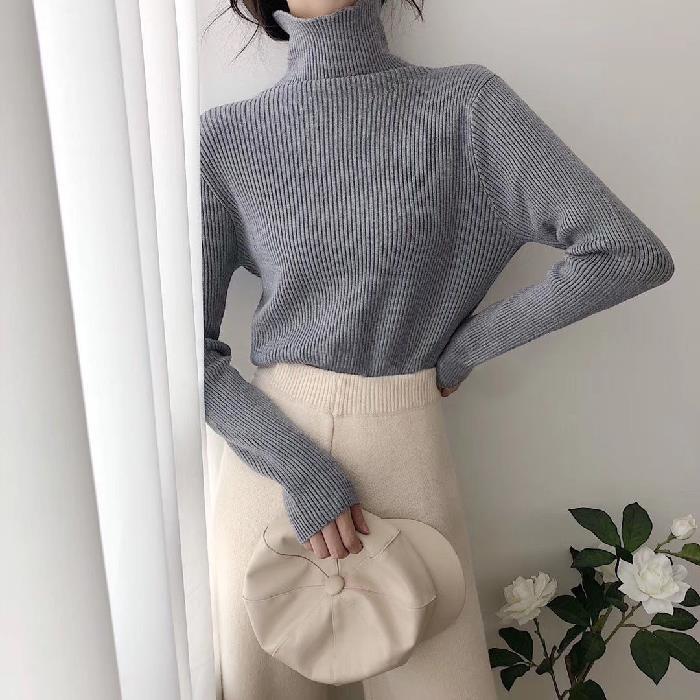 Women's Spring & Autumn Slim-Fit High-Neck Knit Sweater - Loose Inner Wear Base Layer Top