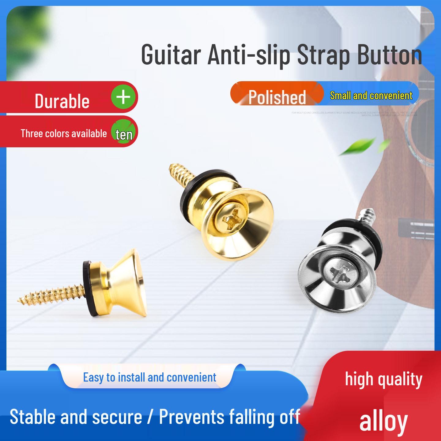 

Wooden Guitar Strap Button & Buckle - Anti-Drop & Anti-Slip for Folk, Classical, and Ukulele Guitars Silver Strap Button