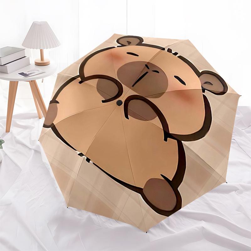 Capybara Themed Travel Umbrella-8 Ribs Automatic Opening and Closing, Portable Folding Design, Compact and Stylish Umbrella Suitable for Out