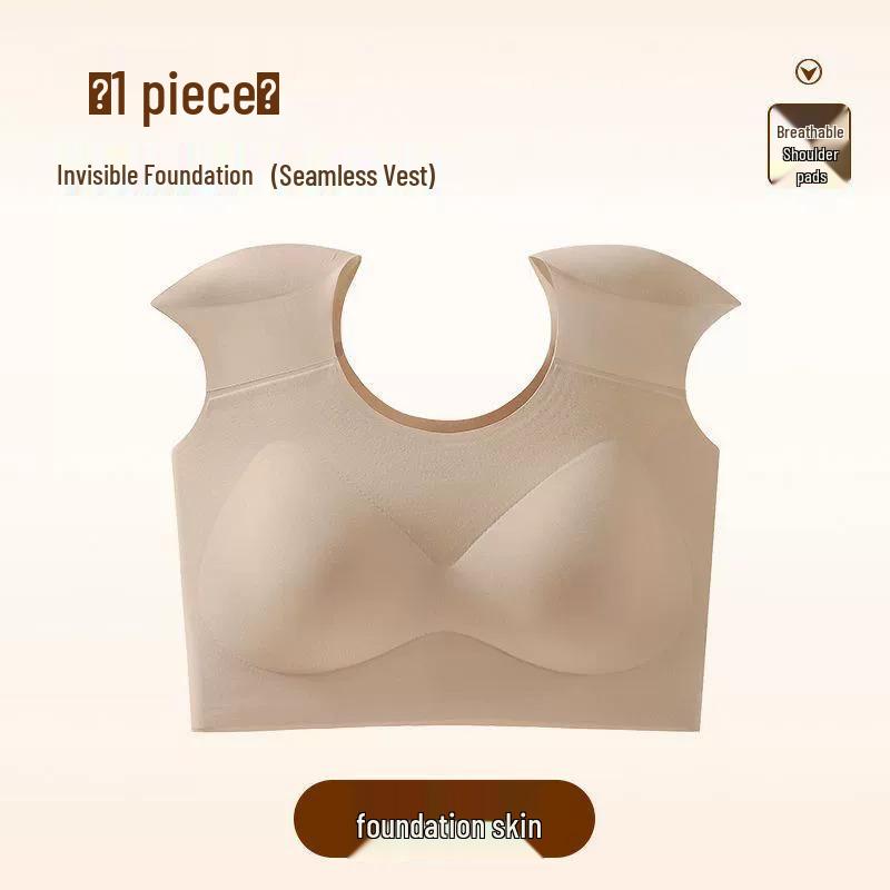 

Плечевая накладка под прямым углом Невидимый бюстгальтер: Бесшовный бандаж для груди для женщин, уменьшает внешний вид большой груди M (40-50kg) телесный/бежевый