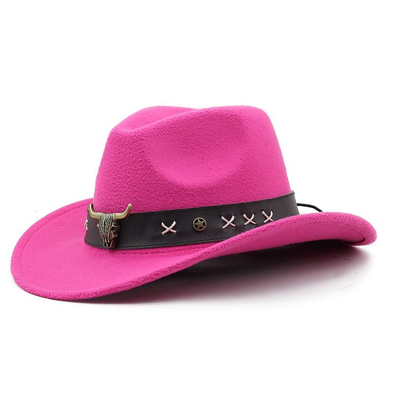 Hot-Selling Top Hat, Ethnic Style, Western Cowboy Top Hat, European And American Retro Bull Head Riding Hat, Woolen Felt Hat