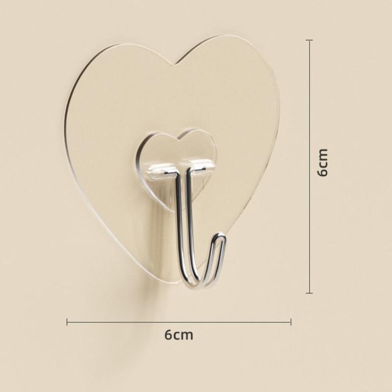 

1/5/10/20pcs Heart-shaped Transparent Self-Adhesive Hooks Bathroom Towel Clothes Storage Sticker Hooks Key Hangers Storage 1pc