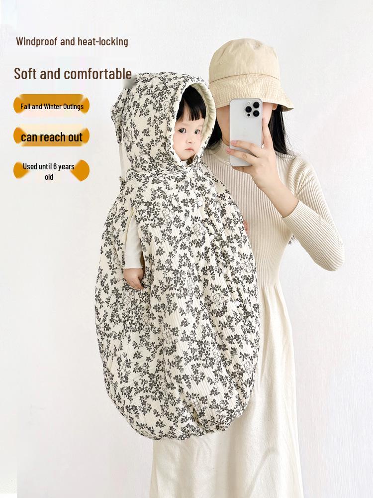 Baby Autumn & Winter Windproof Hooded Cape - Thick Warm Shawl for Outdoors