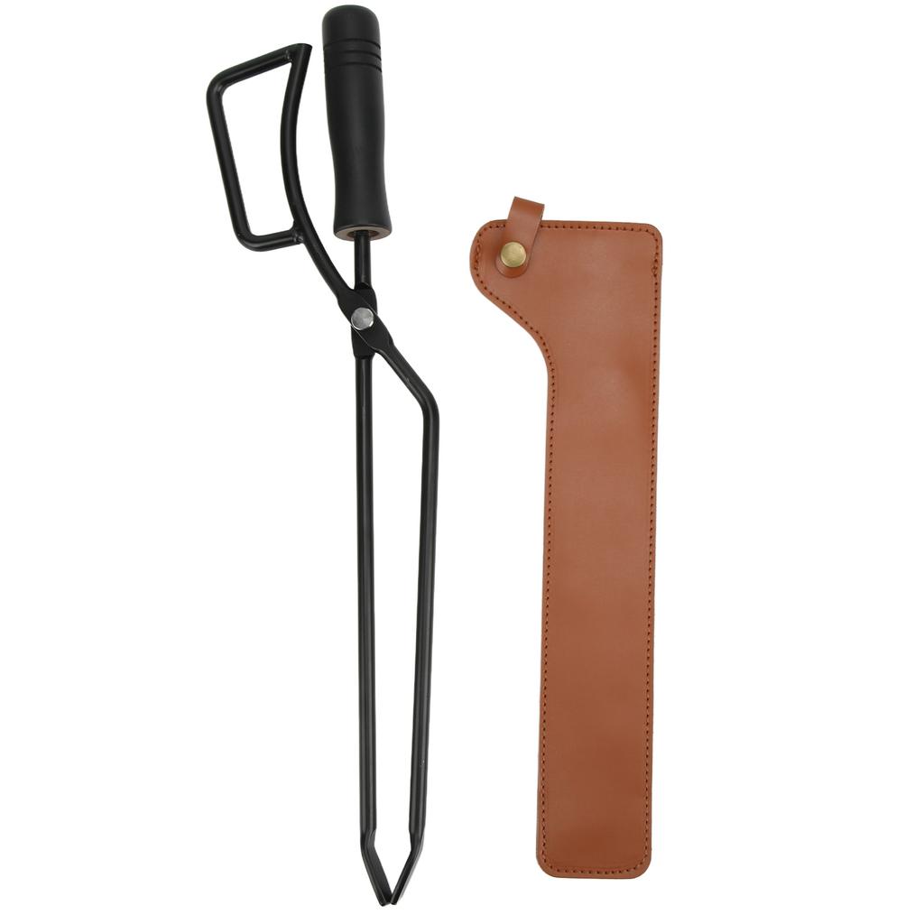 Fireplace Tongs Fire Pit Charcoal Clip Stainless Steel Grill Tongs with Protective SleeveCurry Color