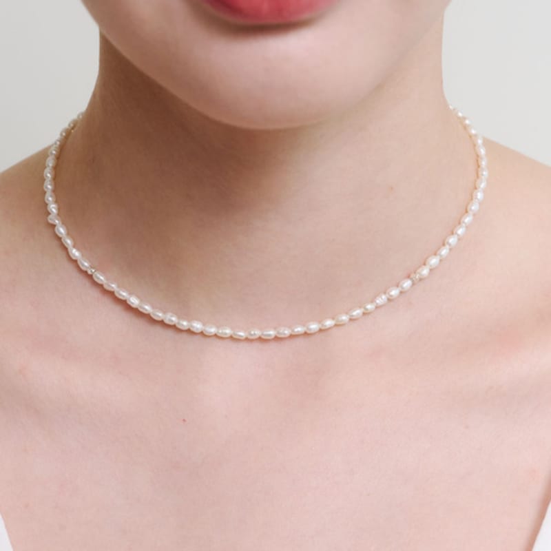 NUOY [Silver 925]Shimmering Silver Pearl Necklace