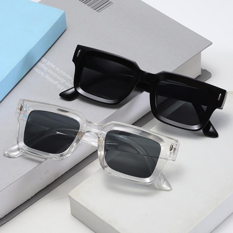 Brand Designer Square Sunglasses Women Men Ocean Color Shades Sun Glasses Female Fashion Rectangle Rivet