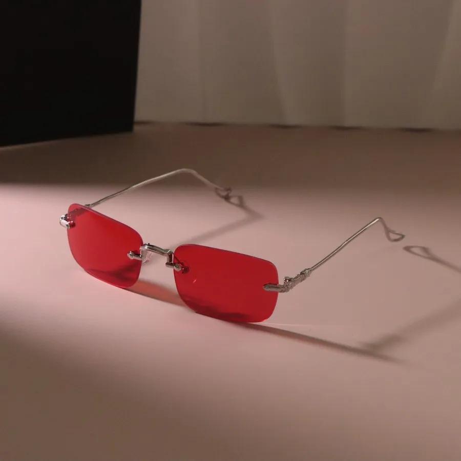 Stylish Small Frame Sun Eyeglasses Women Men Square Sunglasses Female Beautiful Rectangle Rimless Mirror Designer Brand Style Fashion
