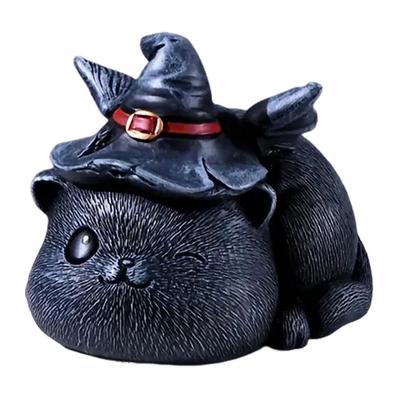 Resin Cat Figurines Magician Cat Figurine Hand-painted Magician Cat Statue for Halloween Decor Collectible Figurine for Home