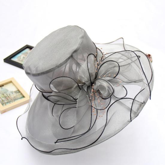 Beach Hat Floral Design Sun Protection Adjustable Organza Thin Elegant Sun Cap Fashion Accessories