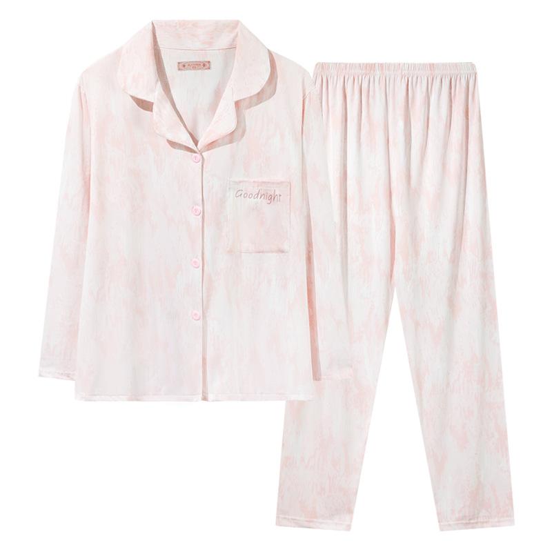 Pajamas women's spring and autumn thin long-sleeved trousers simple casual and comfortable women's loungewear two-piece set