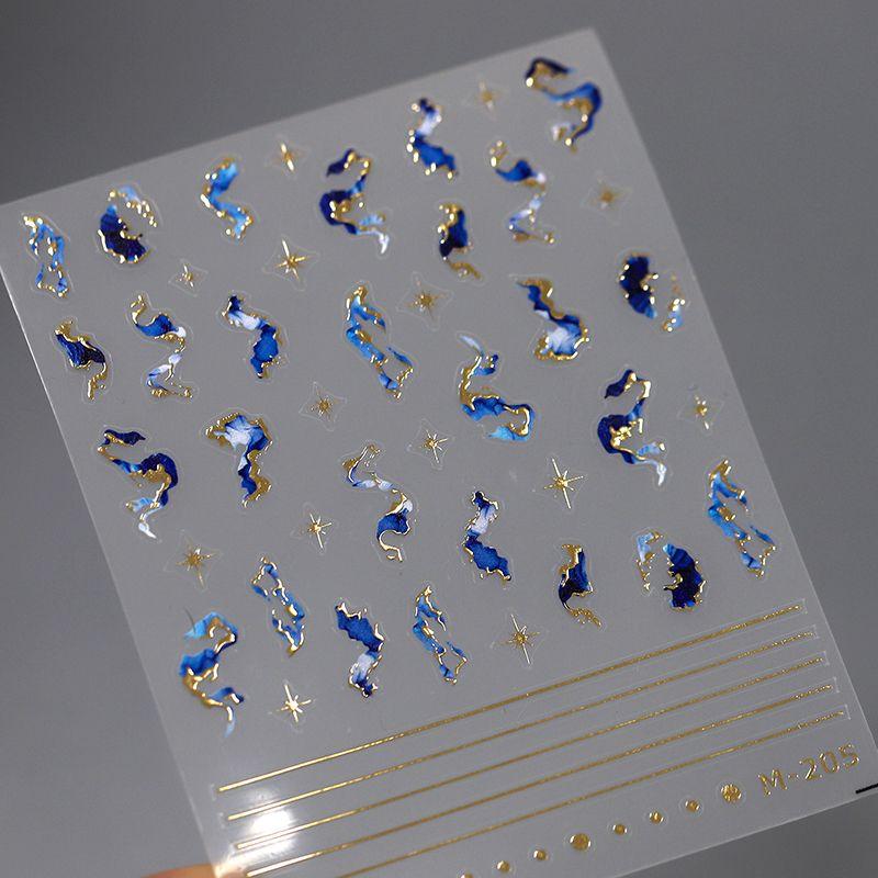 

Season Gilding Golden Edge Cyan Marbling Nail Sticker Waterproof Nail Sticker Decorative Decals Ornament M205 M205 (Gilt Edge)