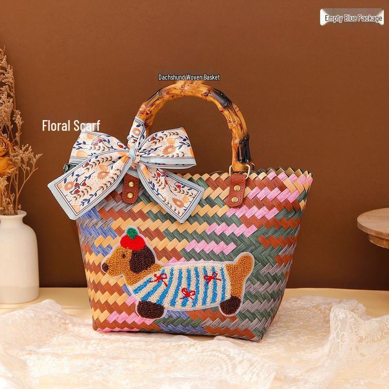 JINGRUIXIANG Dachshund Woven Basket Gift Set