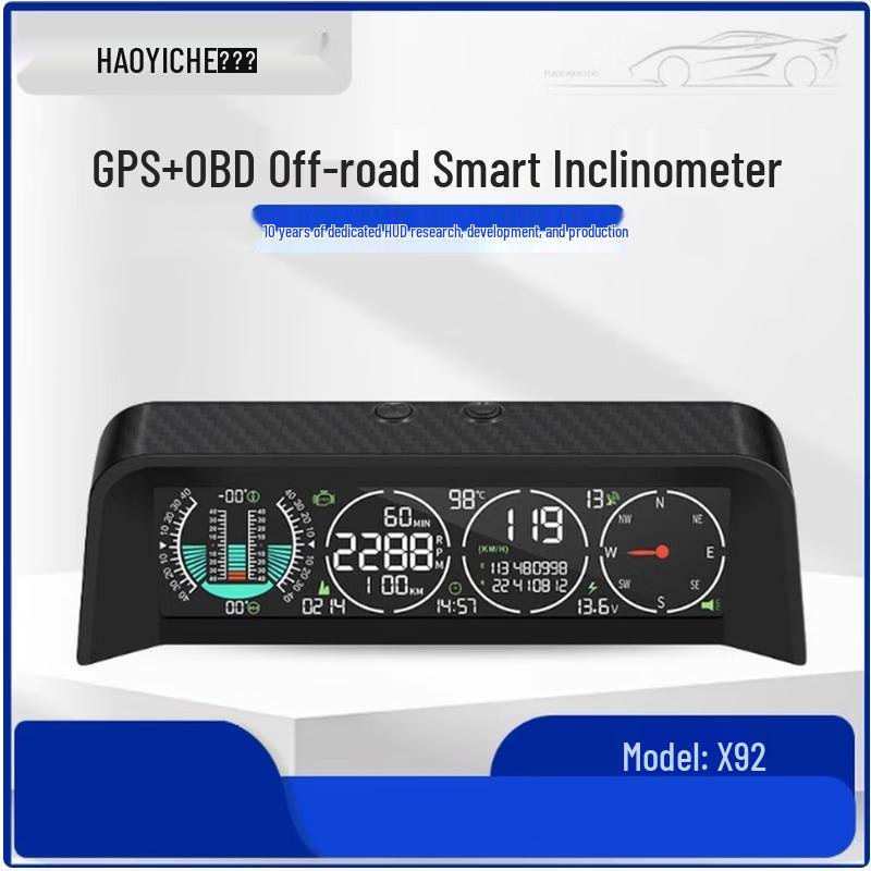 Car HUD Head-up Display with OBD+GPS and Inclinometer