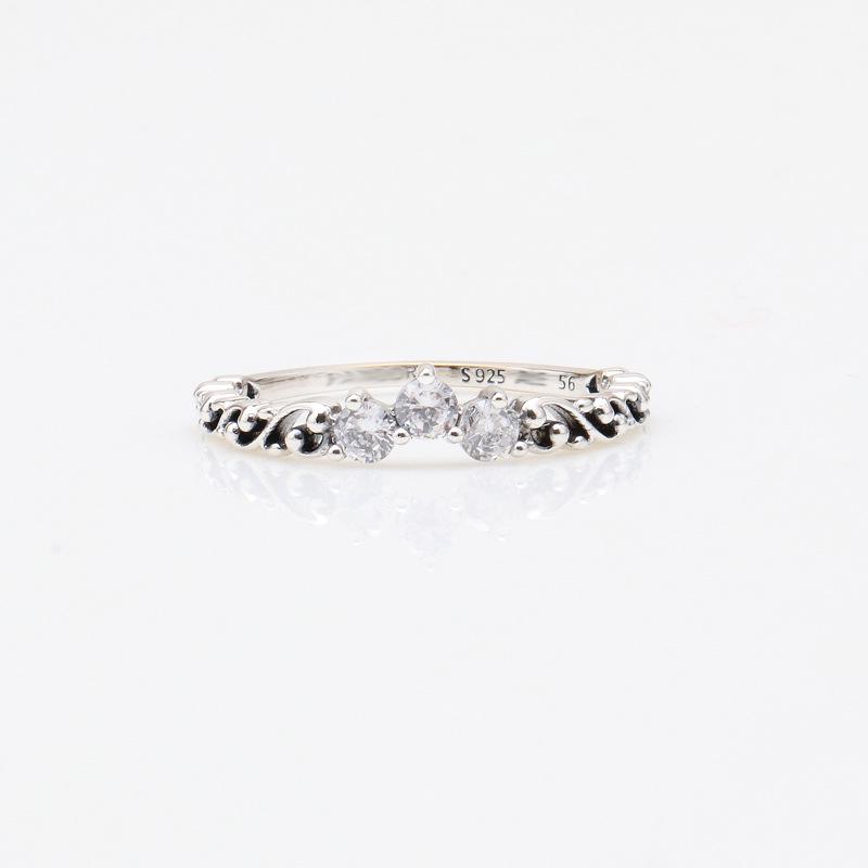 Silver-Plated Whorl Crown Ring - Swirl Design European & American Fashion, Valentine's Day Gift for Her