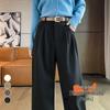 2026 Autumn/Winter Velvet High-Waisted Woolen Wide-Leg Floor-Length Pants for Women