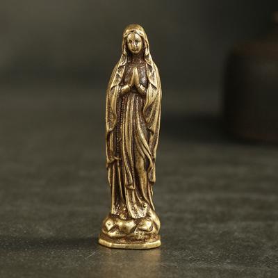 Vintage Blessed Virgin Mary Figurines Key Chains Pendants Brass Holy Mother Religion Faith Buddha