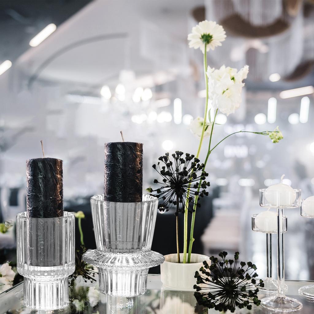 3pcs Glass Candlestick Holders Tealight Taper Candle Holders Table Candle Stand for Table Centerpiece Wedding Party Dinner Decor