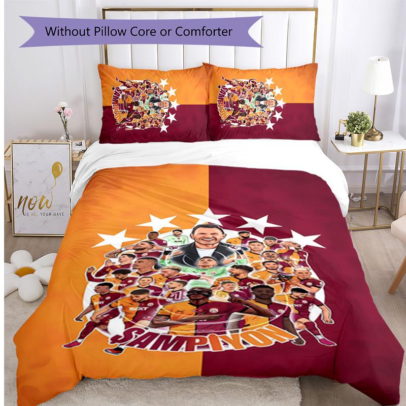 Set Lenzuola Stampato Galatasaray 3 Pezzi Morbido Traspirante Copripiumino Federe Set Lavabile Decorazione Camera da Letto Regalo per la Casa
