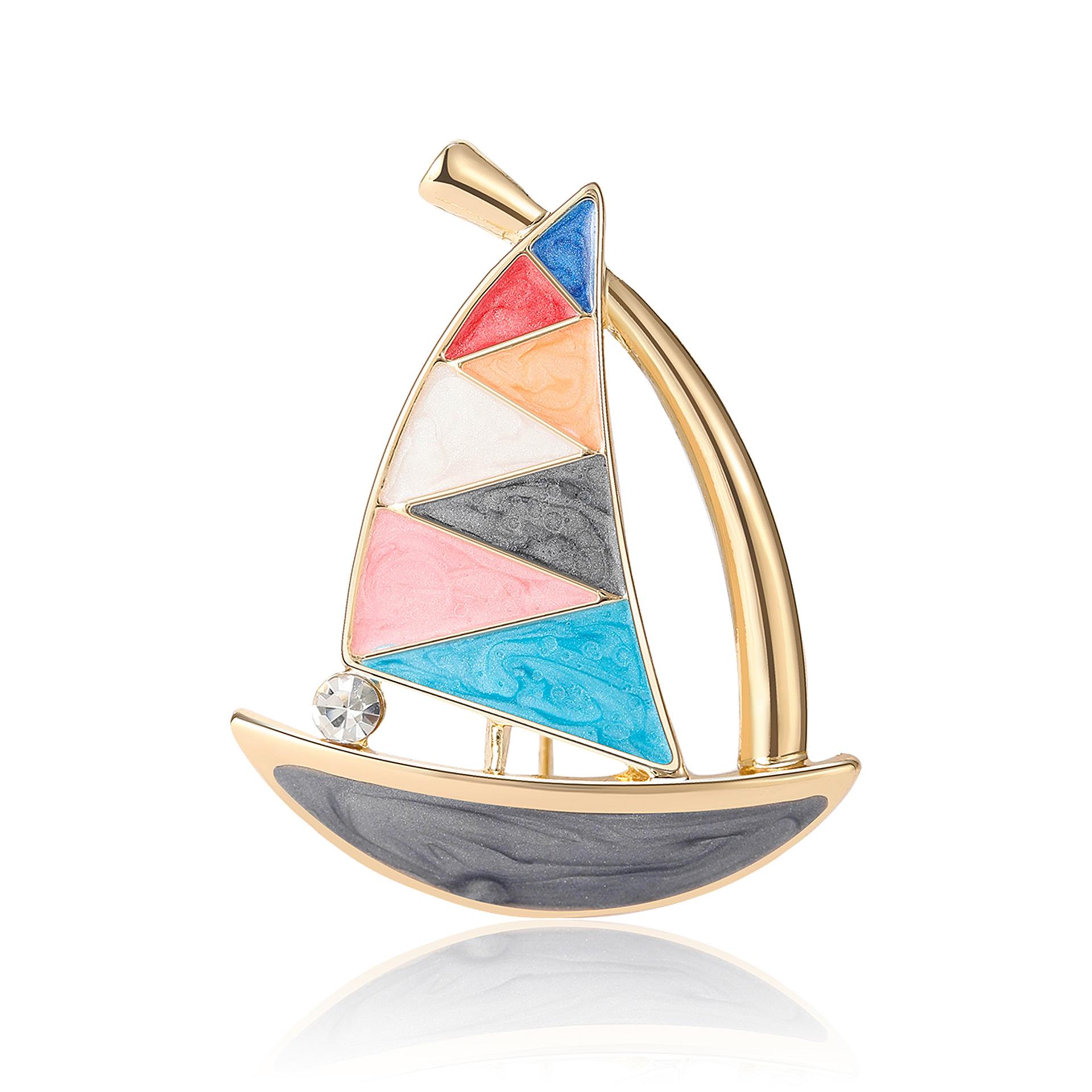 

Брошь в виде парусника с каплями эмали и маслом, новый роскошный и высококачественный аксессуар, универсальный и милый аксессуар в виде цветка на груди разноцветный