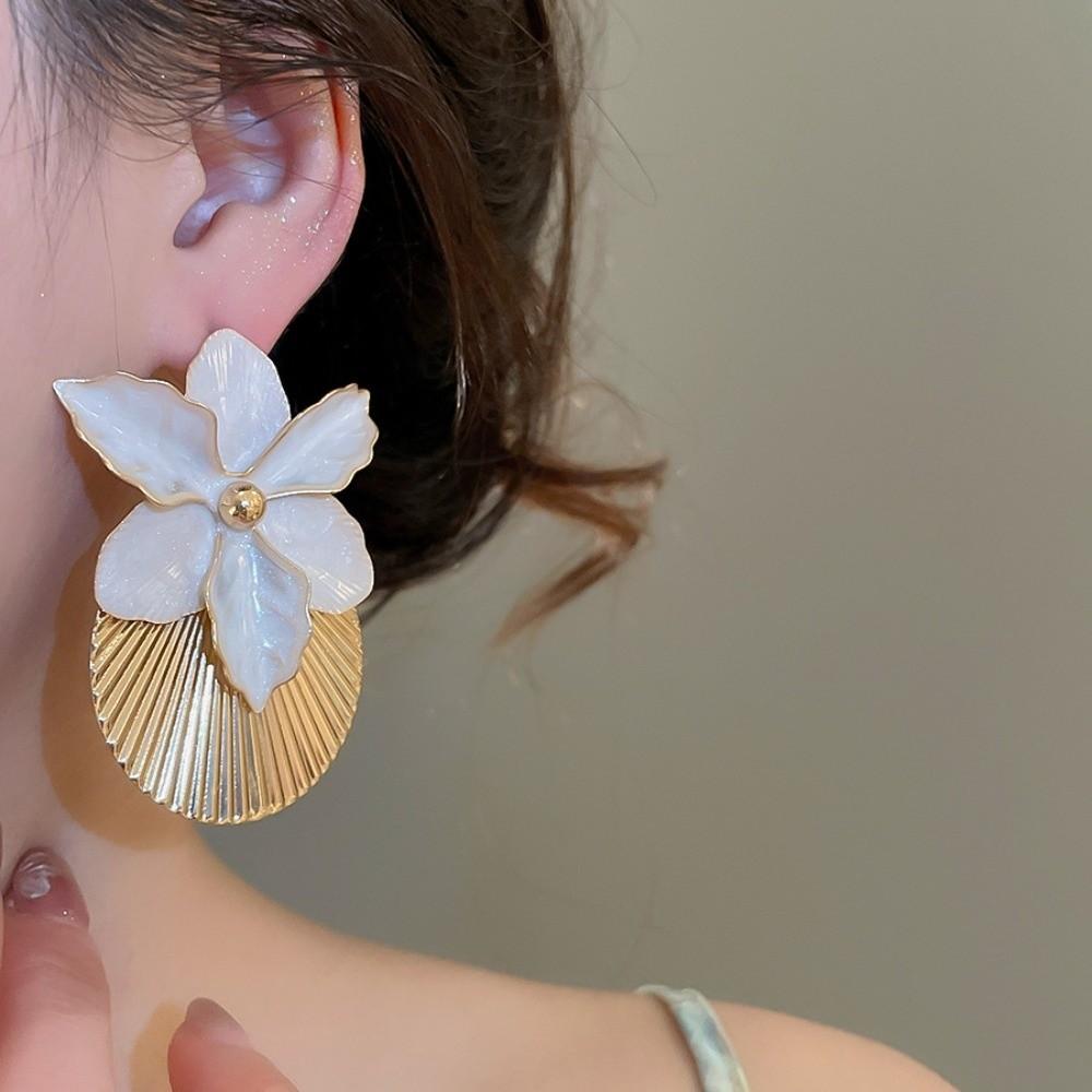 Butterfly Orchid Orchid Flower Shell Earrings Shell Shape Ear Pendant Floral Ear Studs Women