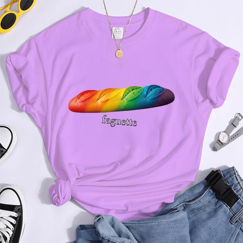 Fun Baguette Faguette LGBT Tshirts Women Men Short Sleeve Lesbian Bisexual Streetwear Fashion Crewneck GAY Trend Tshirts
