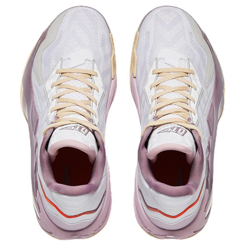 Novo Amortecimento Anta, Sapatos de Basquetebol de Cano Baixo Resistentes ao Desgaste Masculino Branco Cinza Roxo 912531101Q-1