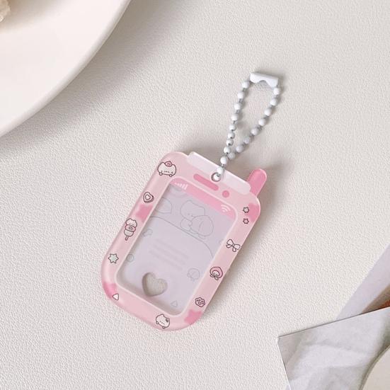 Acrylic Mini Card Holder Cute Cartoon Phone Badge for ID Photos Keychain Display Hard Protective Sleeve for School Office & Collectibles
