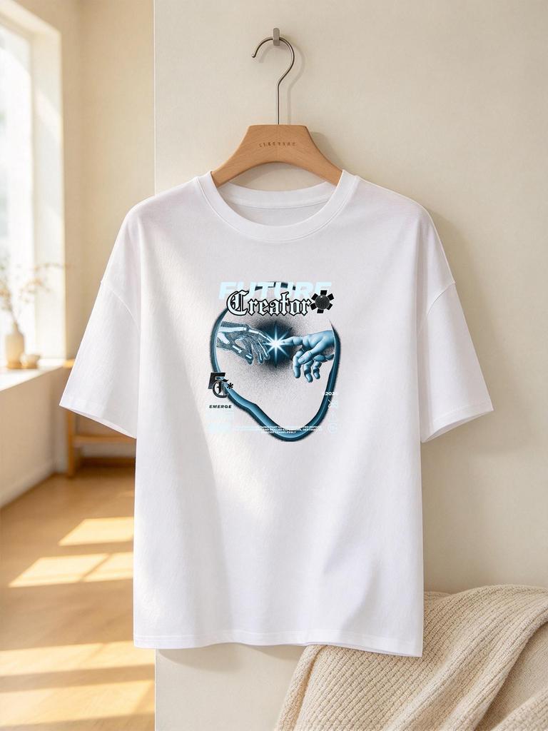 Unisex T shirt Future Creator Printed Casual Loose Soft Daily Top