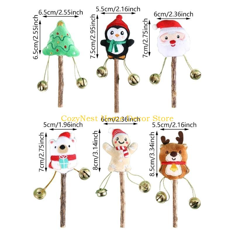 92MF Christmas Theme Cats Licking Toy Natural Matatabi Chewing Toy for Various Cats Hairballs Control Teaser 3Pcs